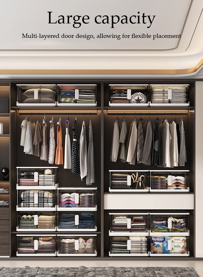 Spides 5 Tiers Foldable Storage Cabinet Multifunctional Double Door Stackable Plastic Storage Bins Cabinet with Wheels Large Capacity Thickened Multi-layer Storage Cabinet for Home, Office，Bedroom， Living Room， Study - Image 5